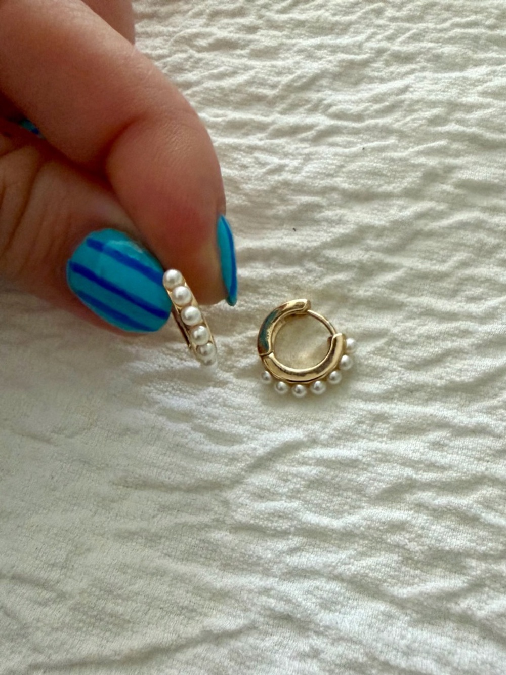 Gold Pearl Accent Huggie Earrings - Women Jewelry